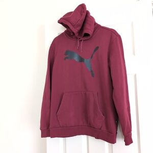 Puma Men's Maroon Hoodie with Black Logo